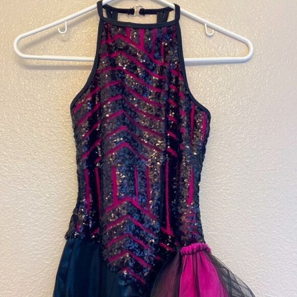 Curtain Call Dance Costume jazz hot pink black dress J4955 Adult MA AME - Picture 4 of 11